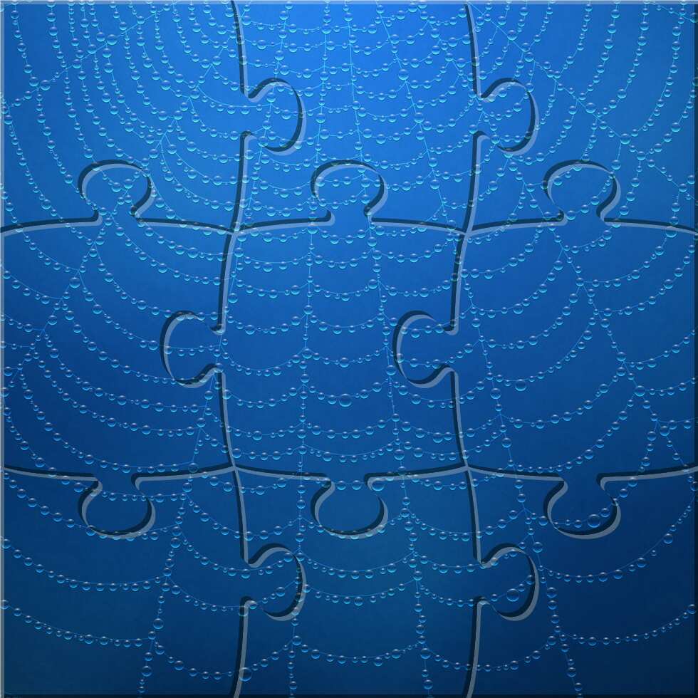 Water drops on  a spider web (Blue): preview